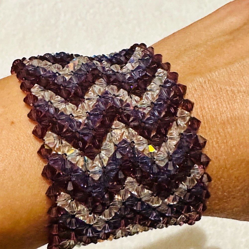 Purple and Silver Beaded Bracelet